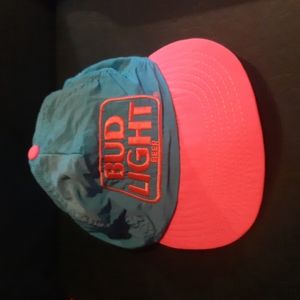 BUD LIGHT BEER Vintage Blue & Pink Snapback Truckers Hat Baseball Cap USA Made